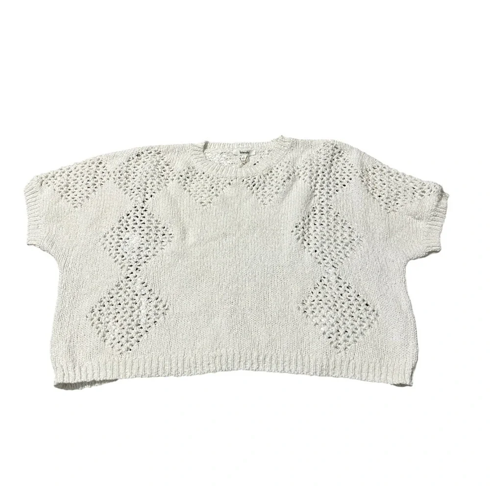 Splendid‎ White Cotton Crochet Knit Sweater Top Size M Oversize NWT READ